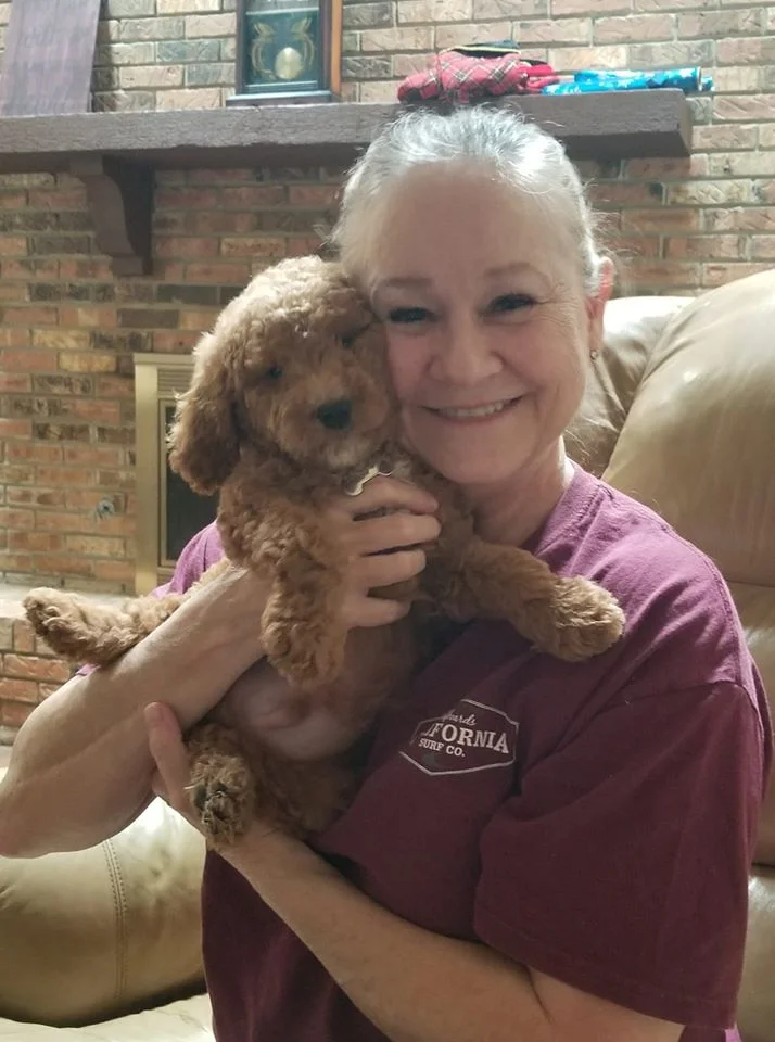 hidden acres puppies client with goldendoodle